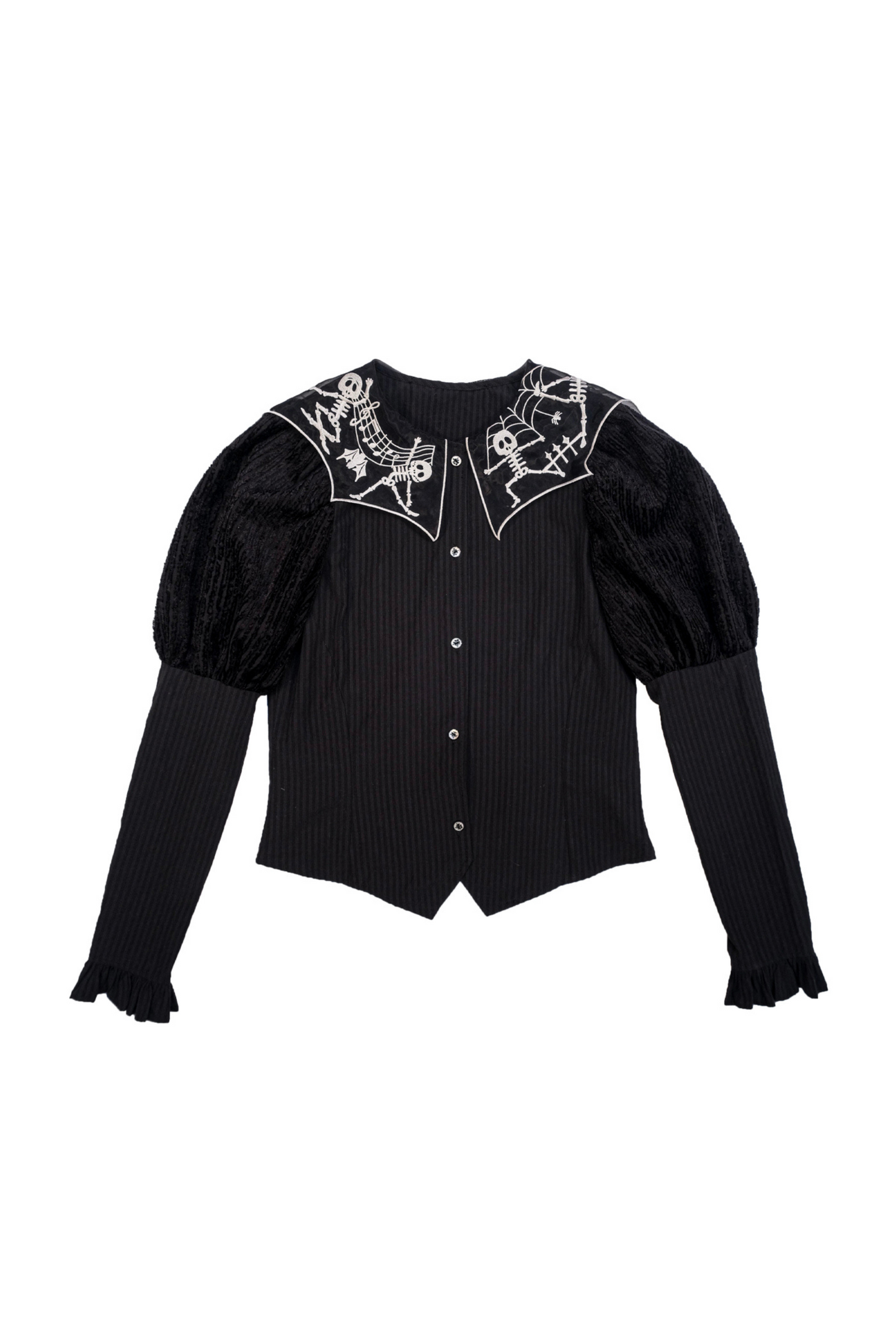 Top Cropped Sleeve Spider Collar Puff