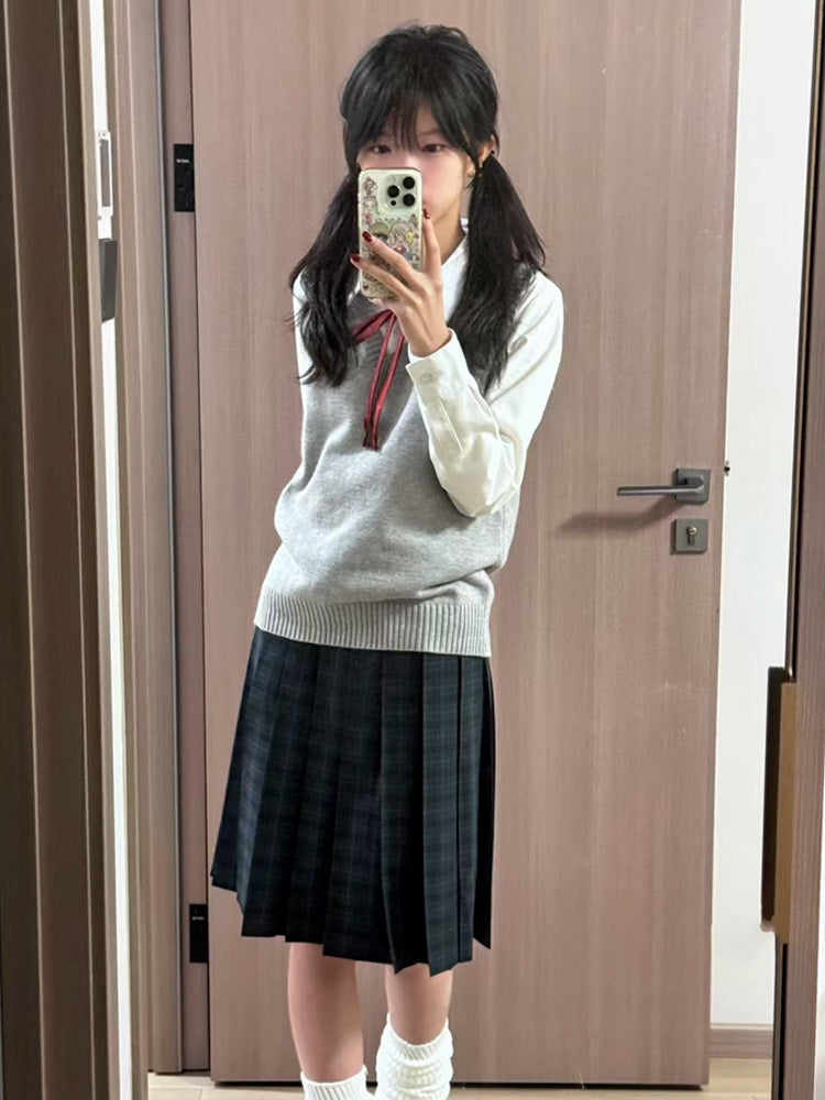 Länge 42CM/45CM/55CM/65CM Plaid Uniform Plissee Rock JK Grün Muster