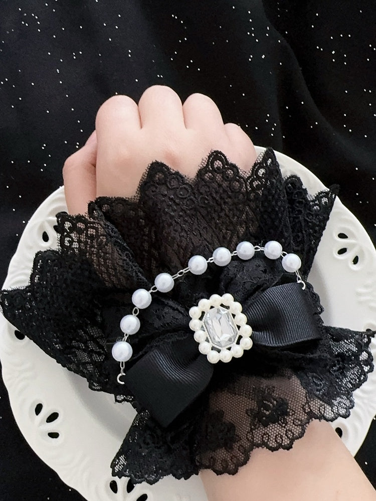 Wrist Decorated Color Cuffs Charm Options Rhinestone Bowknot Beaded Lace 5