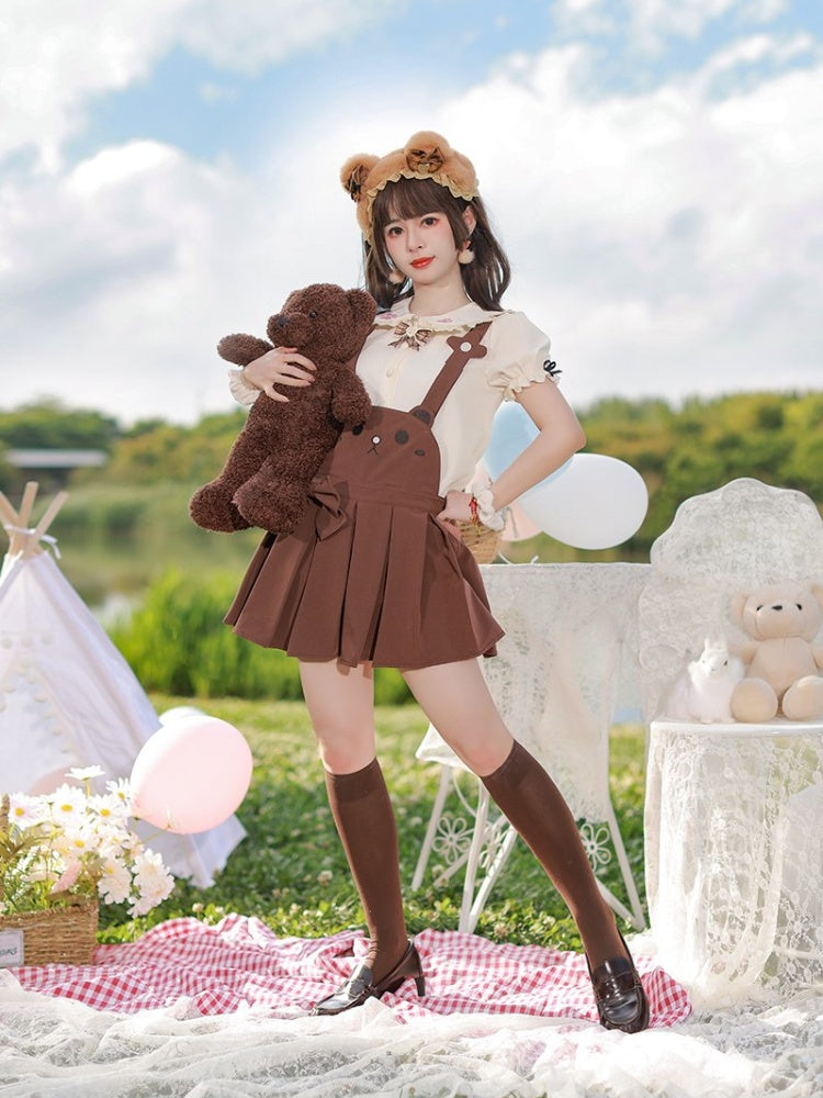 Shorts Bunny/Brown Bear Overalls Bubble Pink