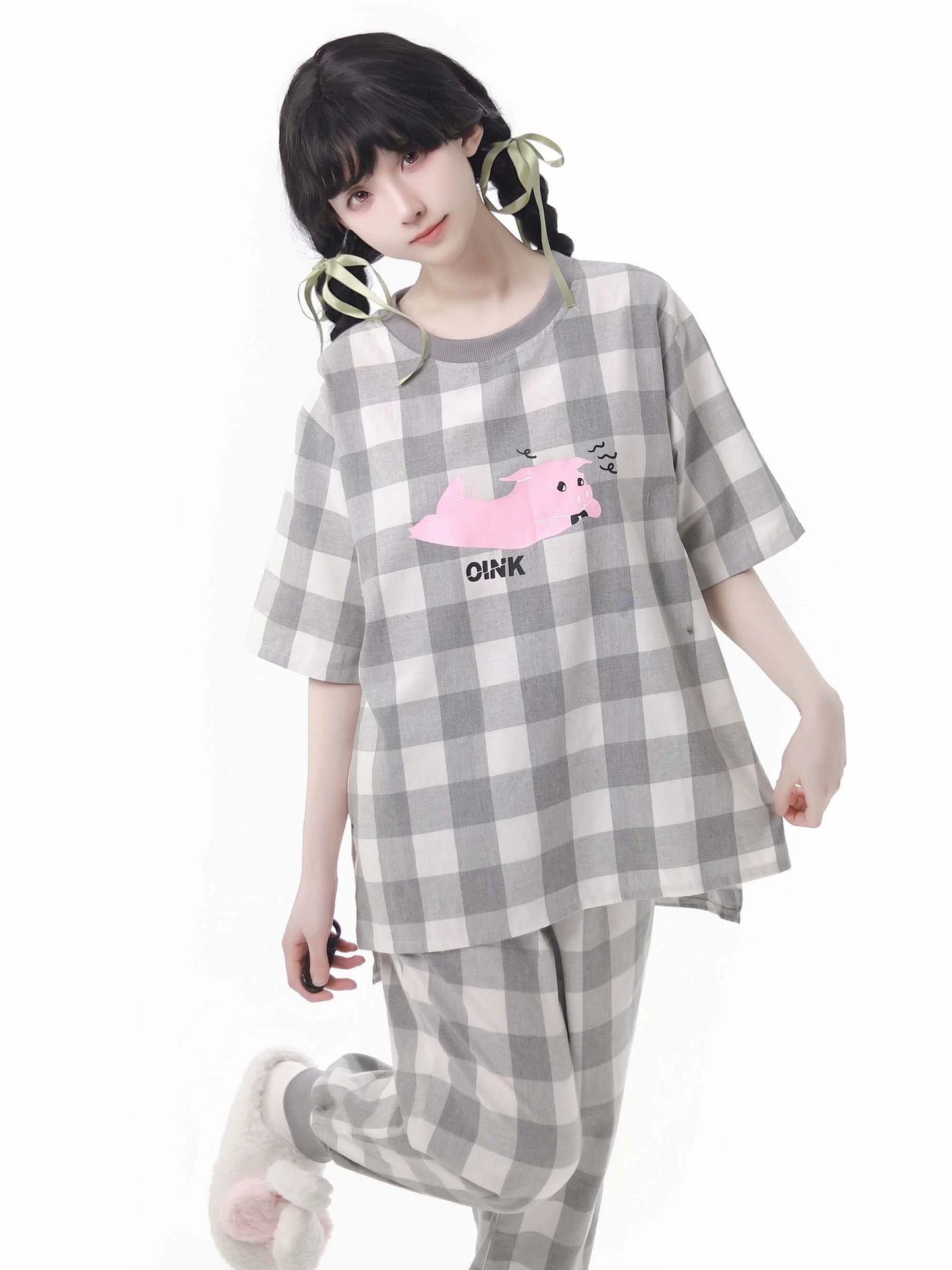 Soft Cotton Pajamas Loungewear Casual Check