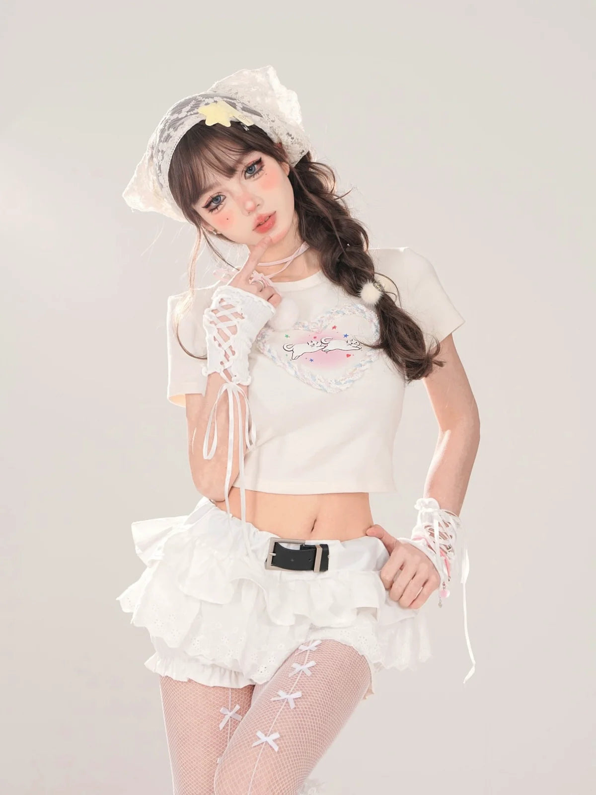 T-Shirt American Neck Love Short Round Cat