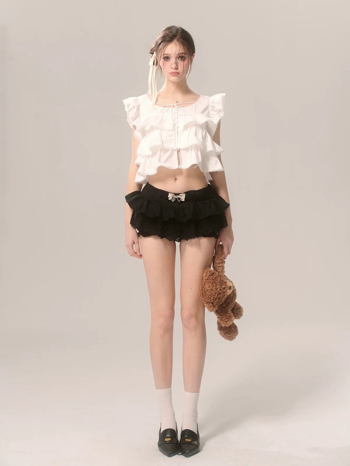 High Desire French End Shoulder Top Pure Short Flying