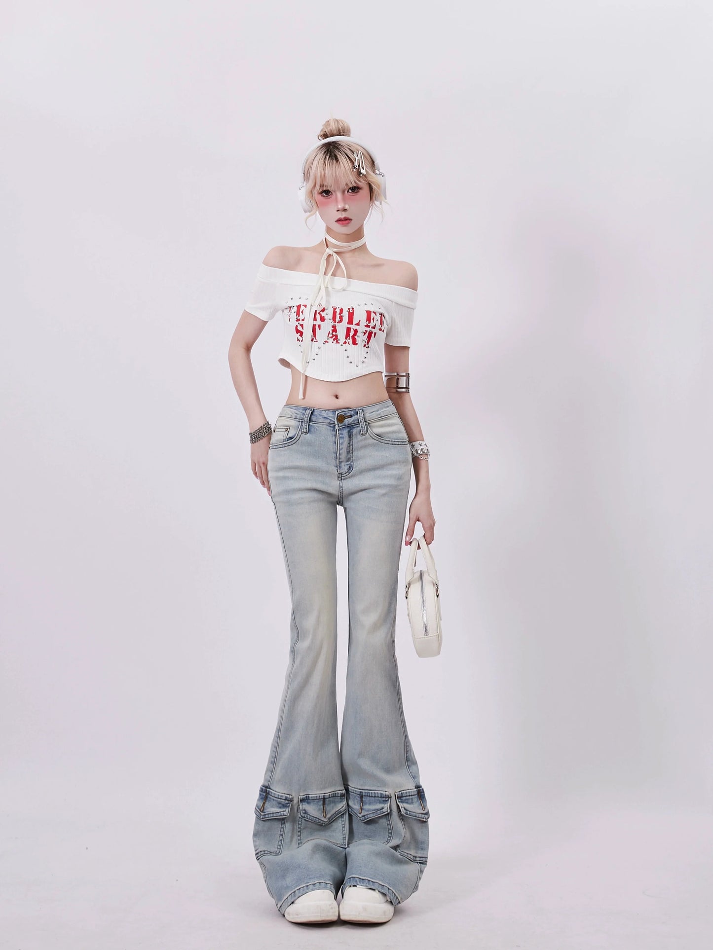 Off-Shoulder Logo American Top Short