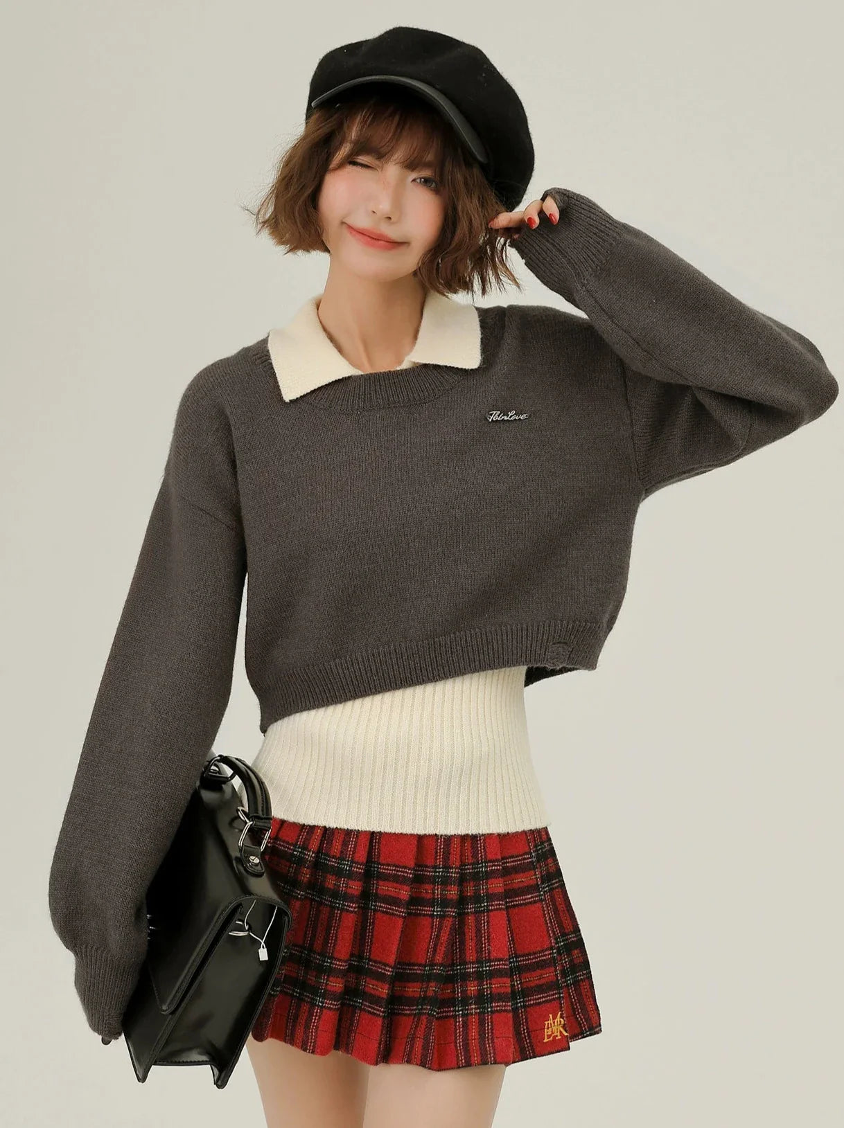 Ensemble de deux pièces en tricot superposé