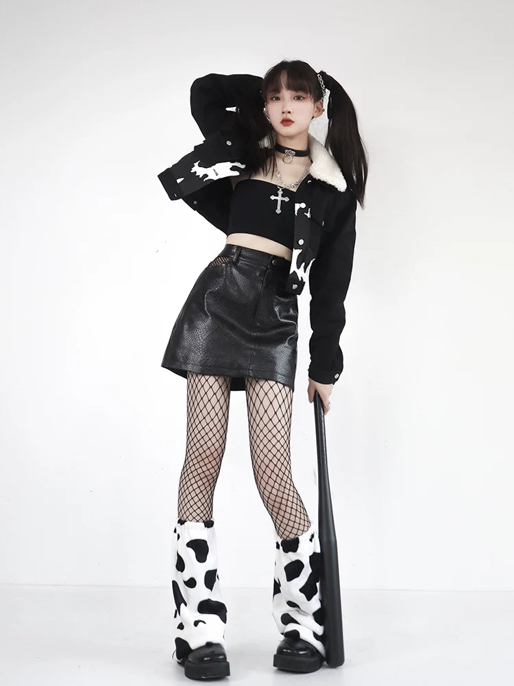 Veste courte en jean style cow-boy