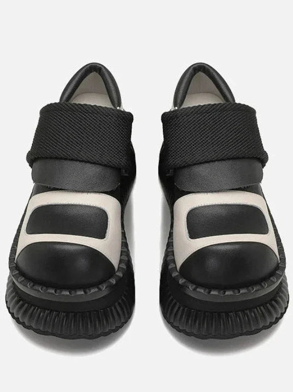 Platform Casual Shoes Leather Velcro