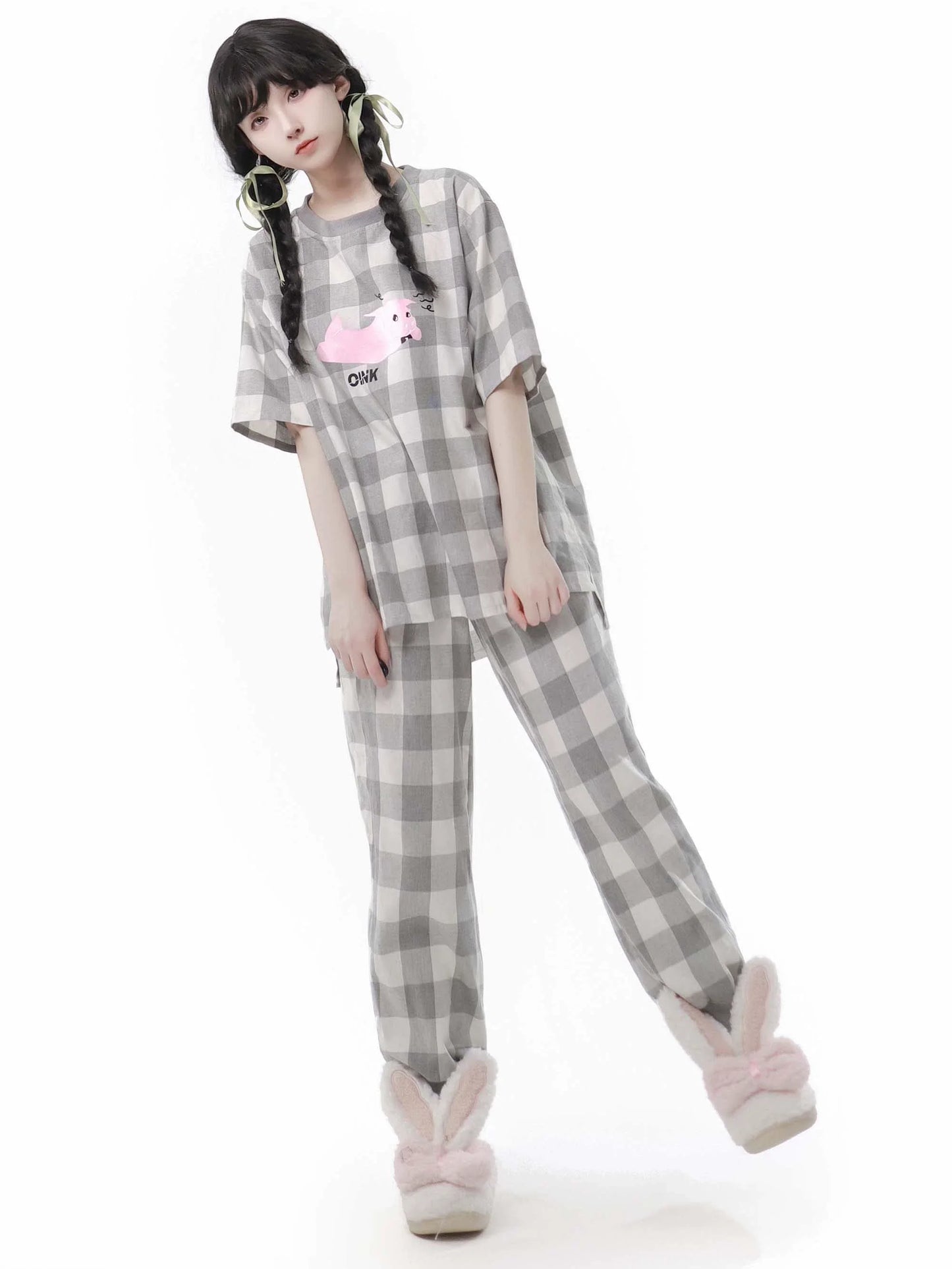 Soft Cotton Pajamas Loungewear Casual Check