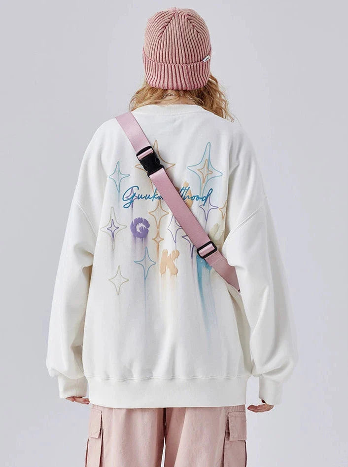 Print Sweatshirt Star Logo Loose