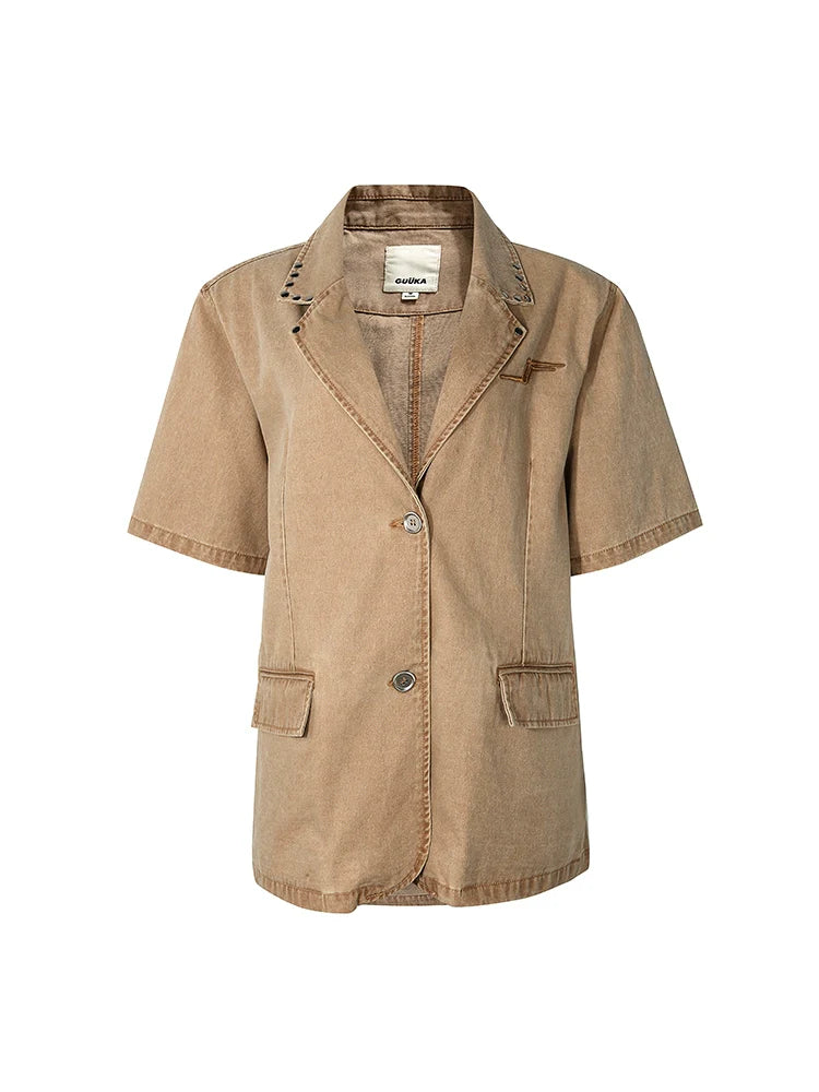 Style veste kaki taille en jean