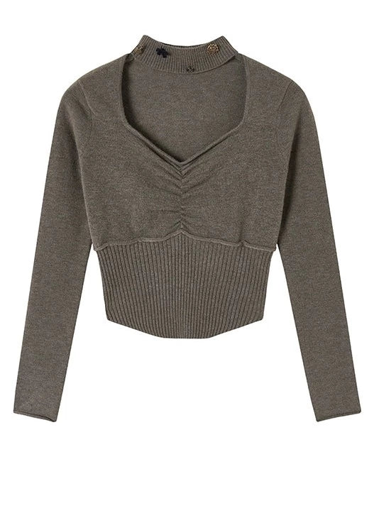 Haut carré slim à col licou et taille haute