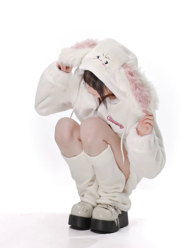 ウサギの耳の食べ物フェイクファーベルベットデザインスーツ