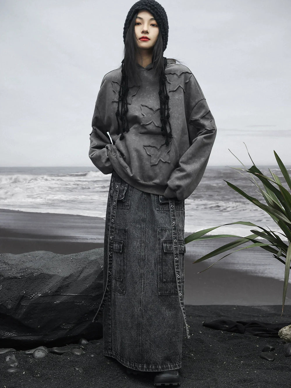 ロングデニムオシュスカート