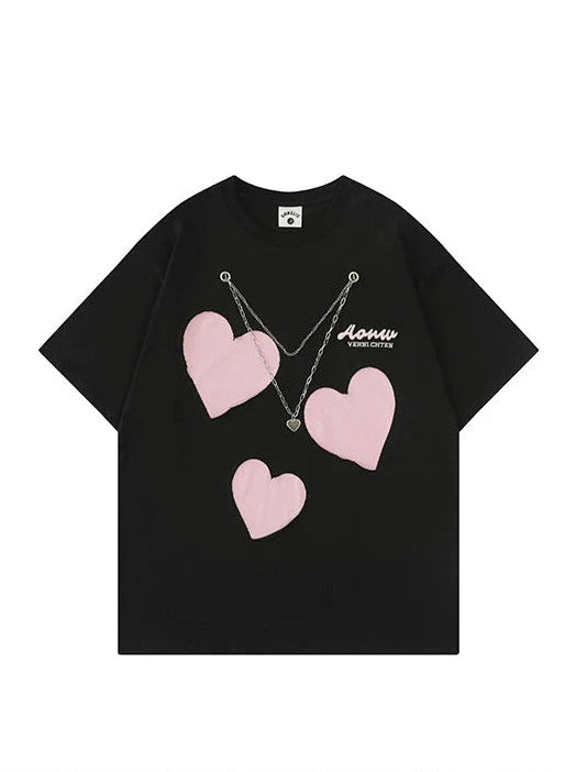 Oversize T-Shirt Loose Chain Love