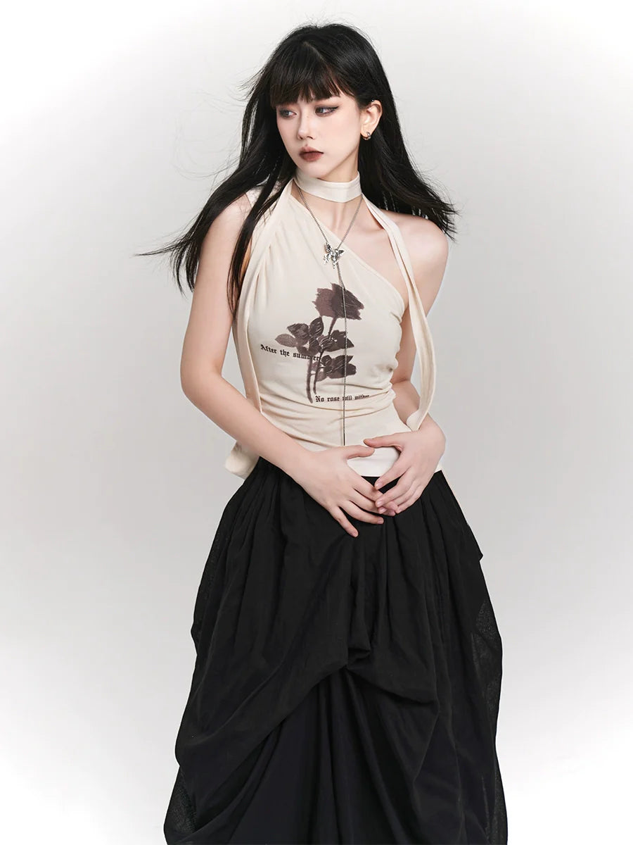 Dark Flower Neck Design Top