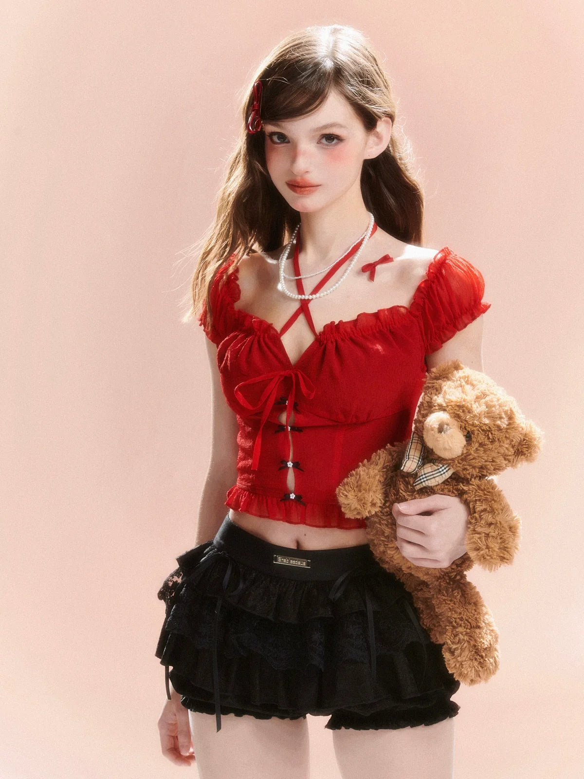 French Sweet Top Lace-Up