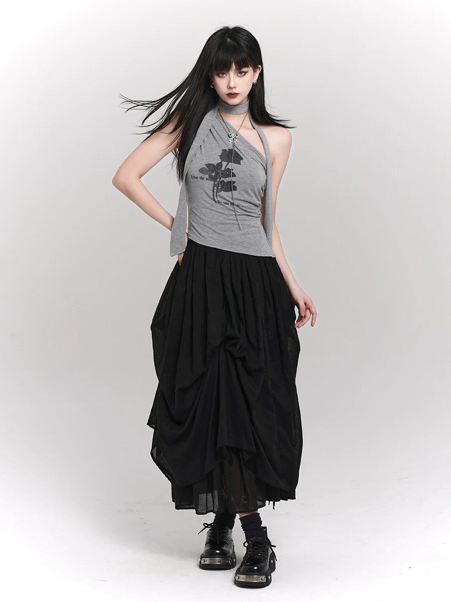 Dark Flower Neck Design Top