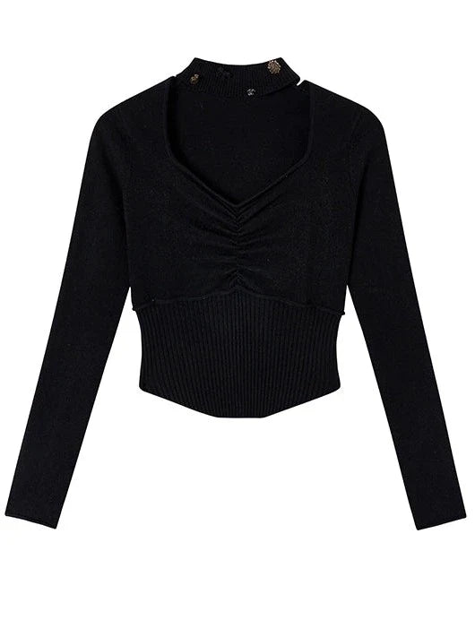 Haut carré slim à col licou et taille haute