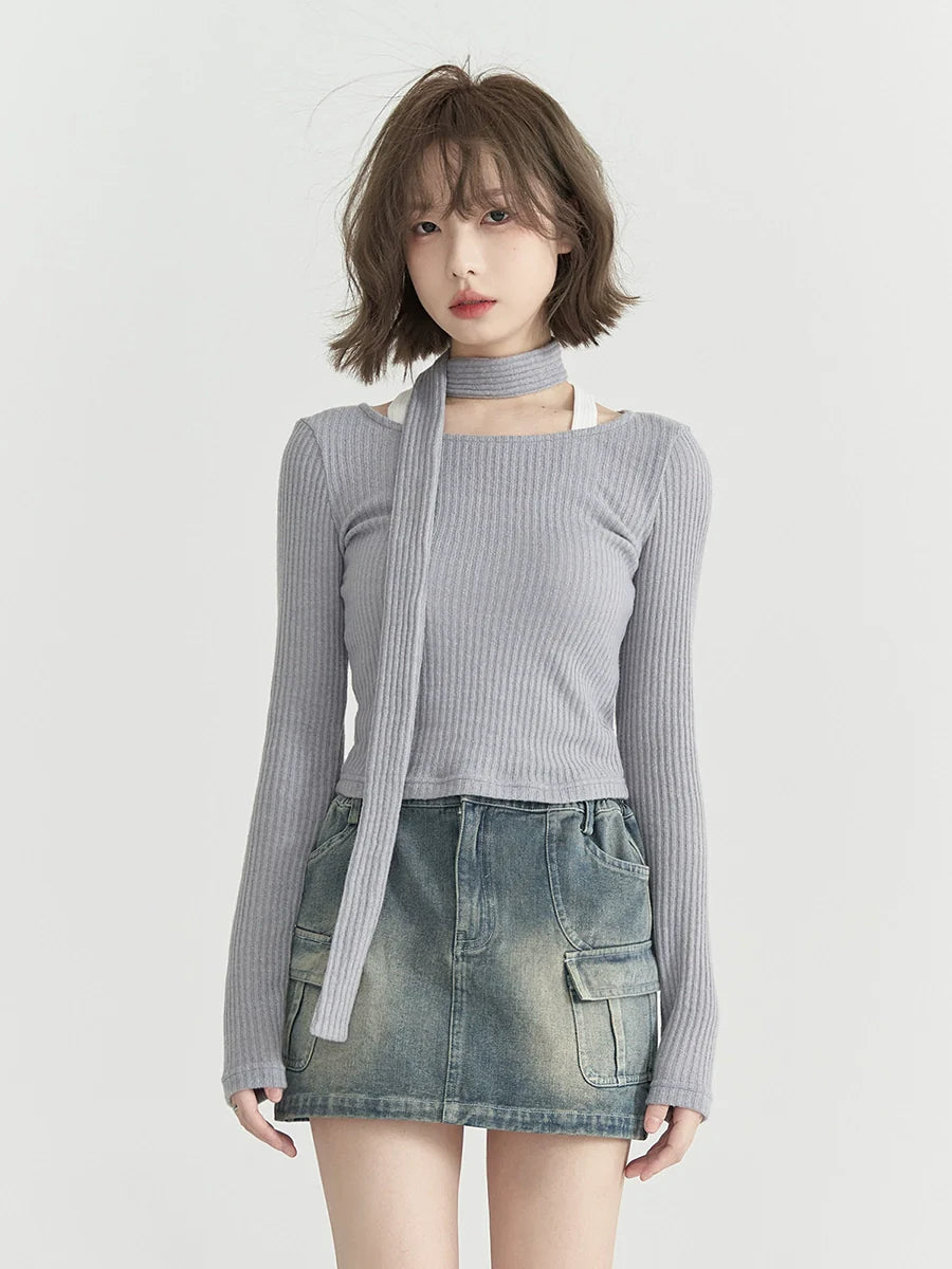 Knit Neck Round Low Scarf