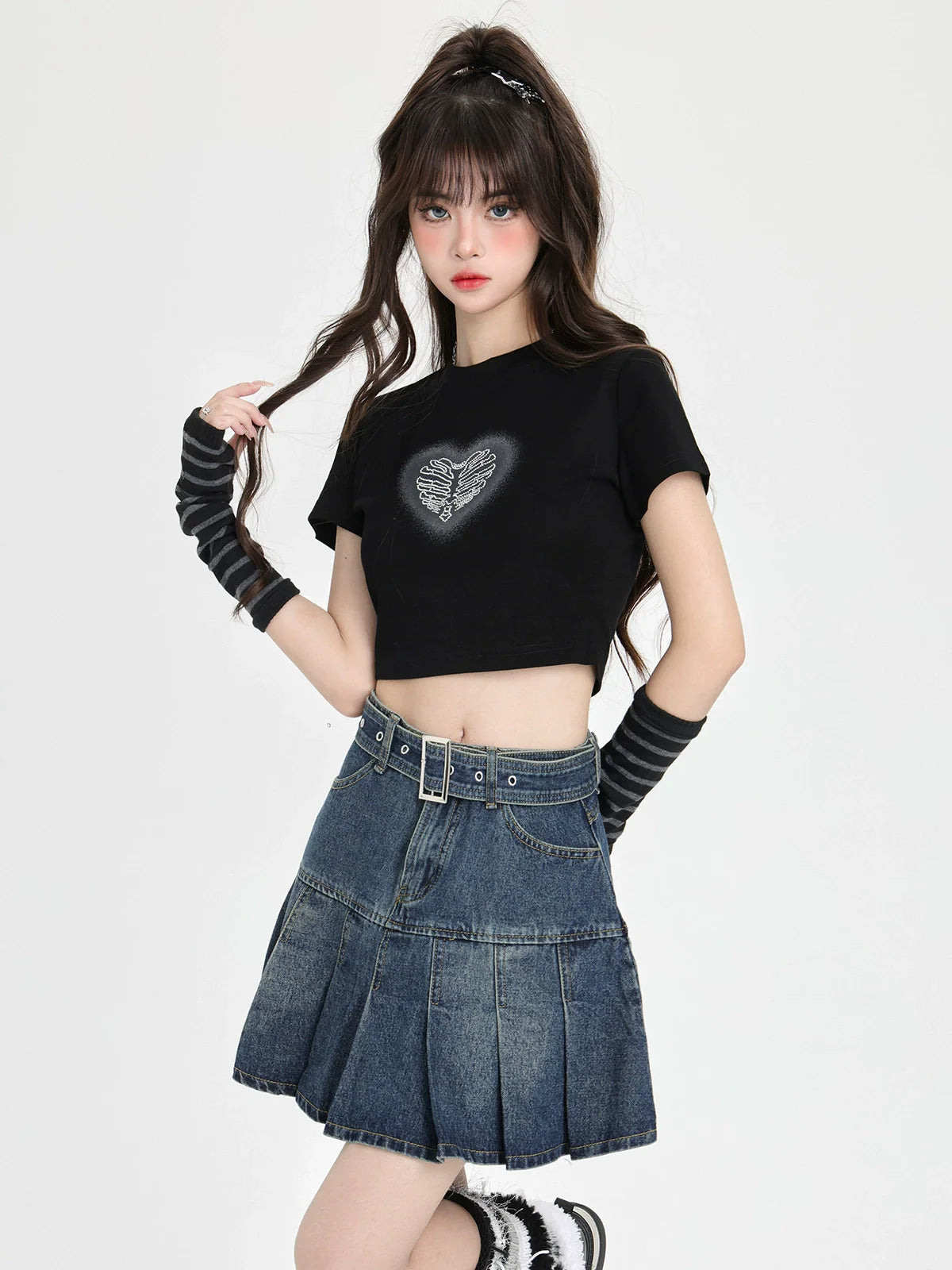 T-Shirt Sleeve American + Short Print Love