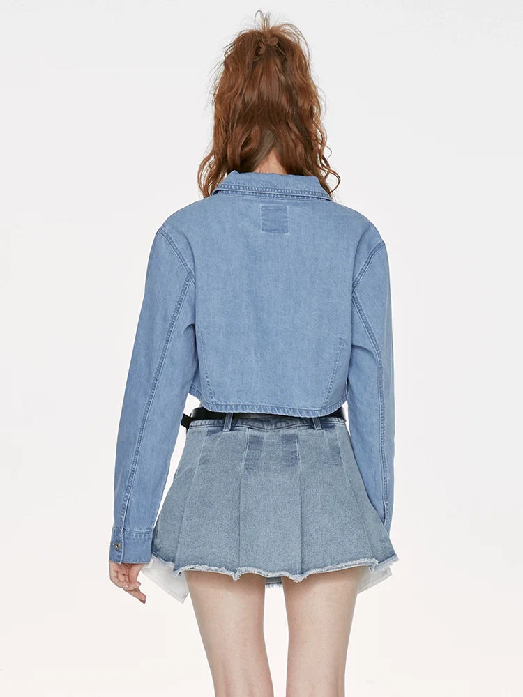 Short Top Asymmetrical Blue Denim