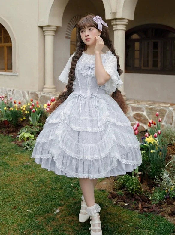 Chiffon Lolita Suspender Top Blue Skirt Girly + Summer