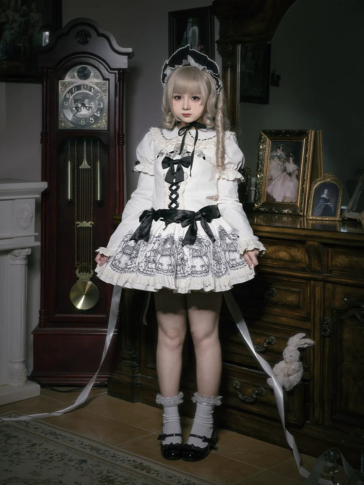 Ensemble de robe de nuit brodé de poupées imprimées