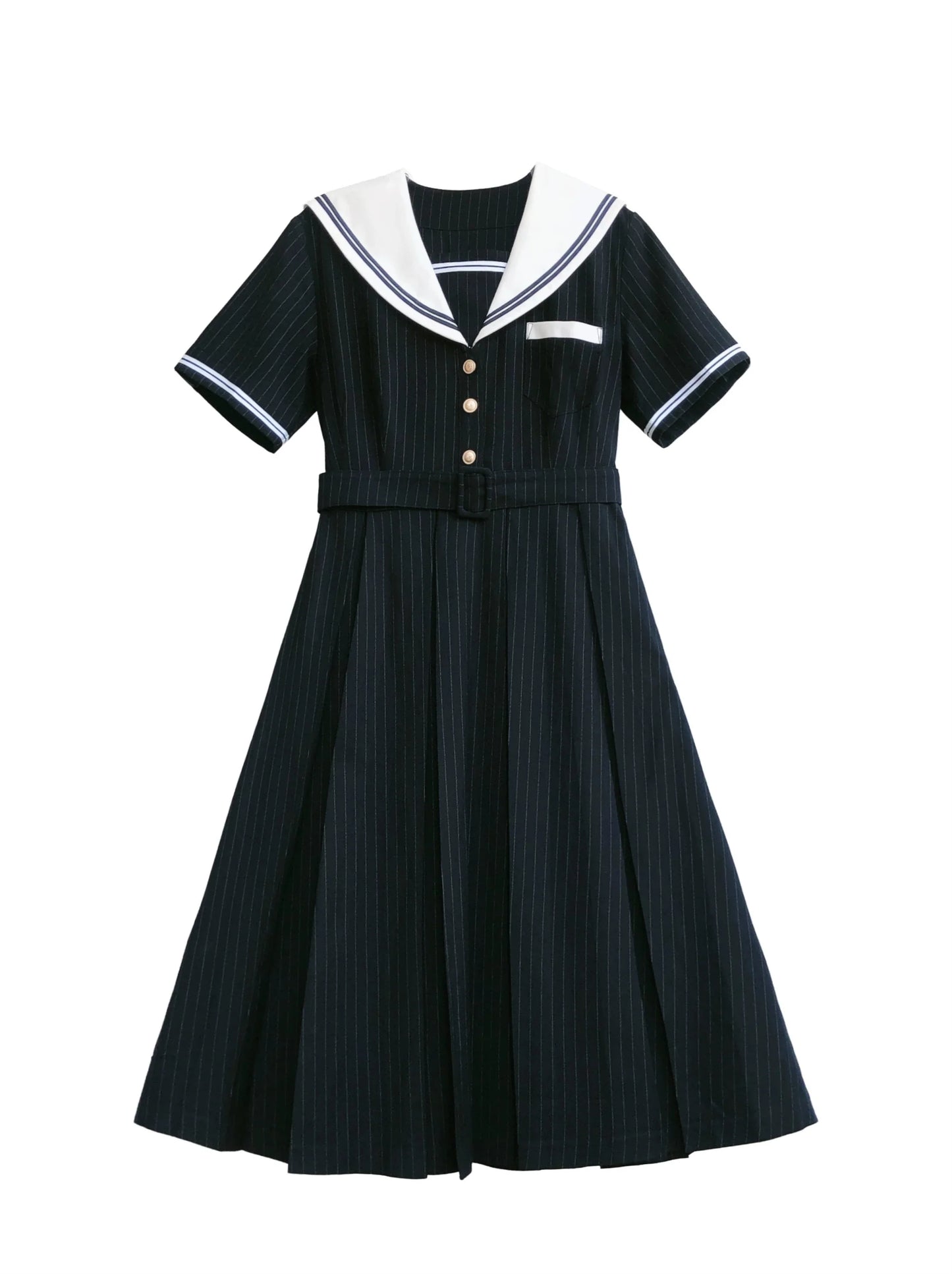Collar Black + Sailor Emblem Striped Badge Ribbon Dress
