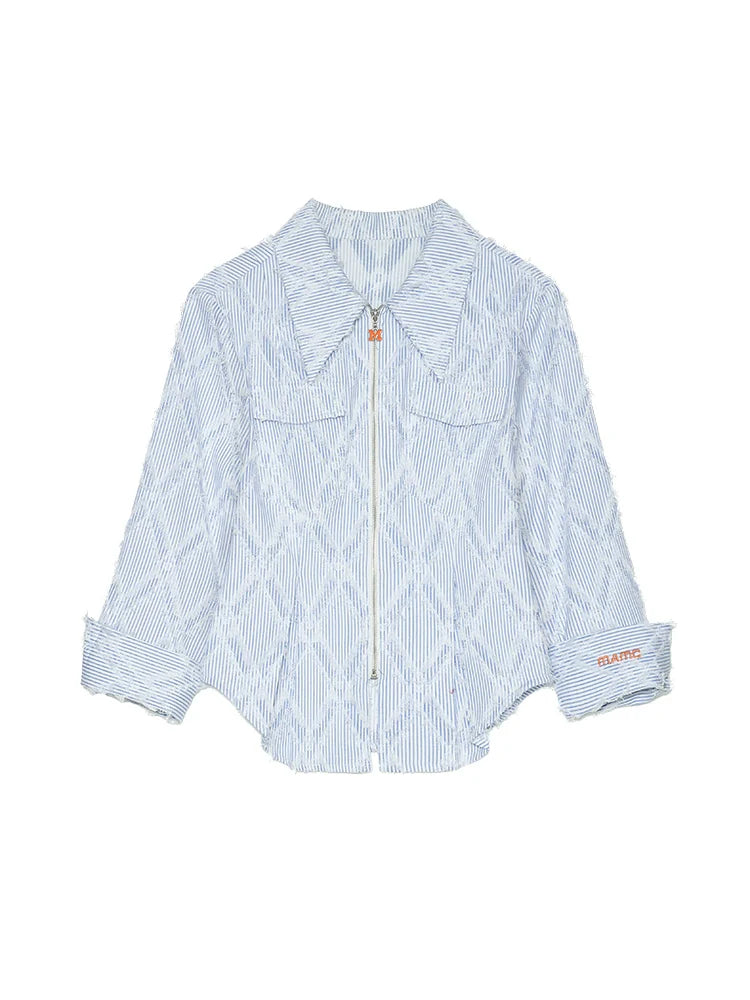 フィットスリムシャツ ブルー ショート