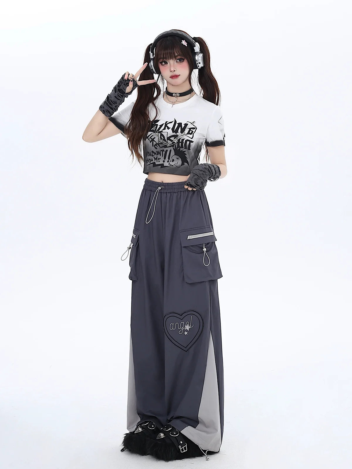 Love Pants mit Kordelzug in Kontrastfarbe, Cargo