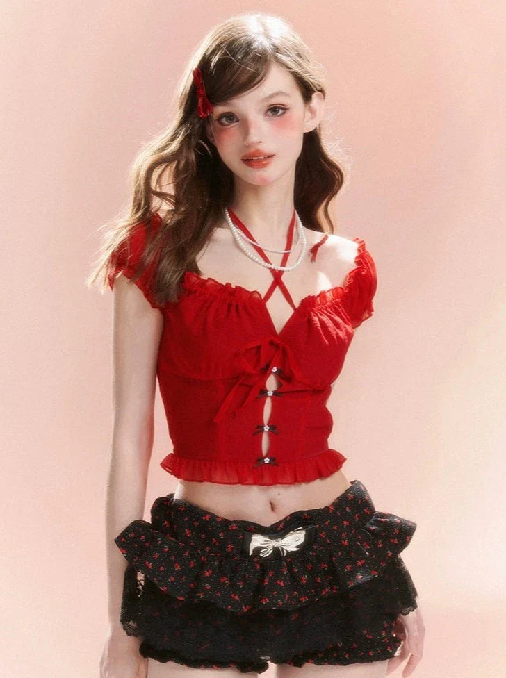 French Sweet Top Lace-Up