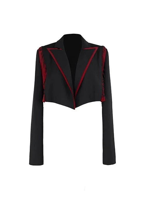 Blazer coloré à coutures simples, haut à taille haute contrastée