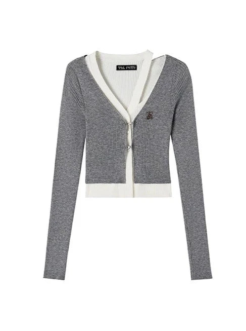 Short Faux Two-piece Sweater