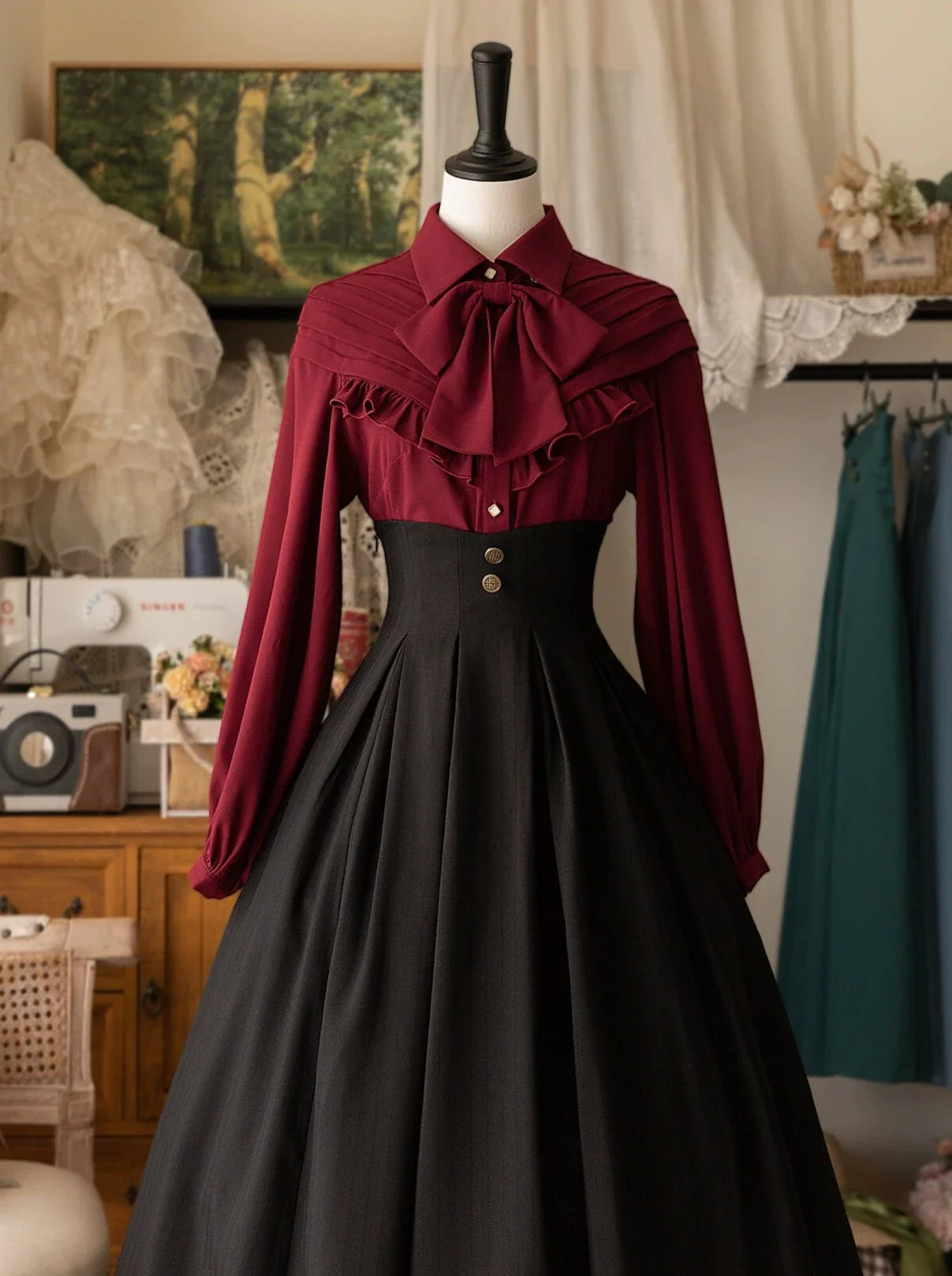 Retro Elegante Bluse Klassisches Band