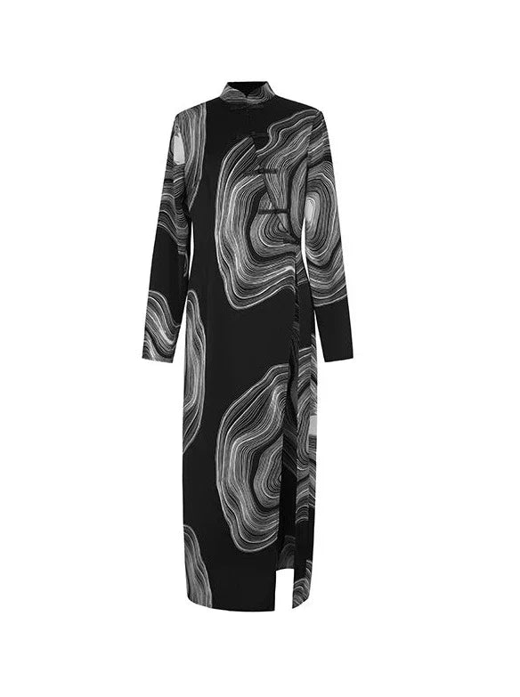 Dark Mode Dress Long Marble