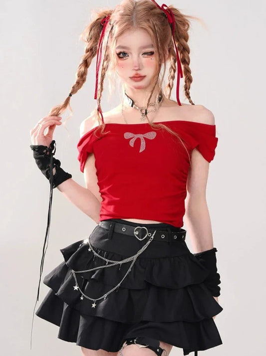 Rock Off-Shoulder Tops Sweet