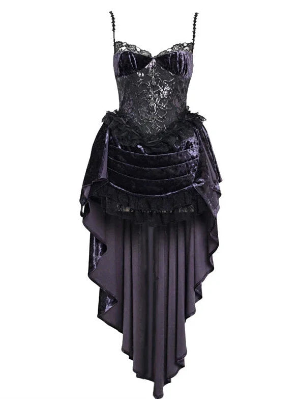 Gothic Lace Luna Suspender Dress Trailing Velvet
