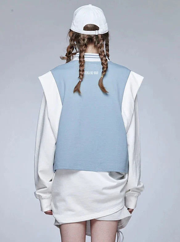 Gilet sportif en tricot bleu-blanc