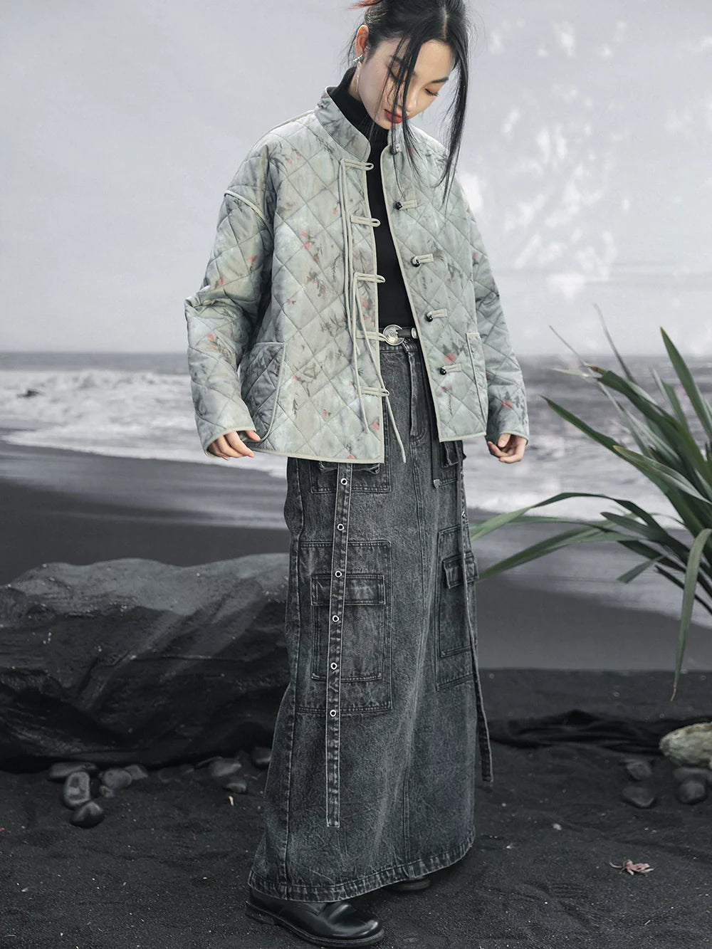 ロングデニムオシュスカート