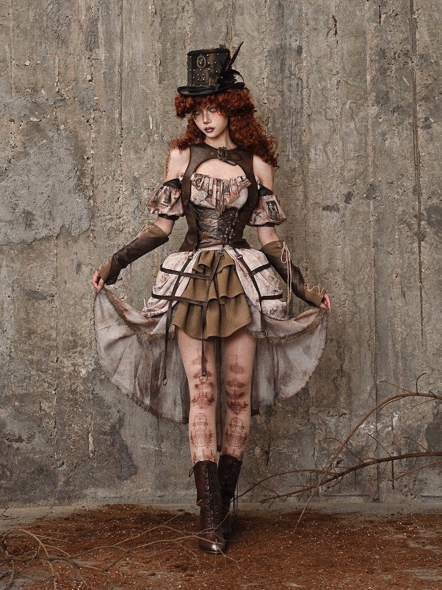 Gilet d'oiseau rétro en cuir style steampunk
