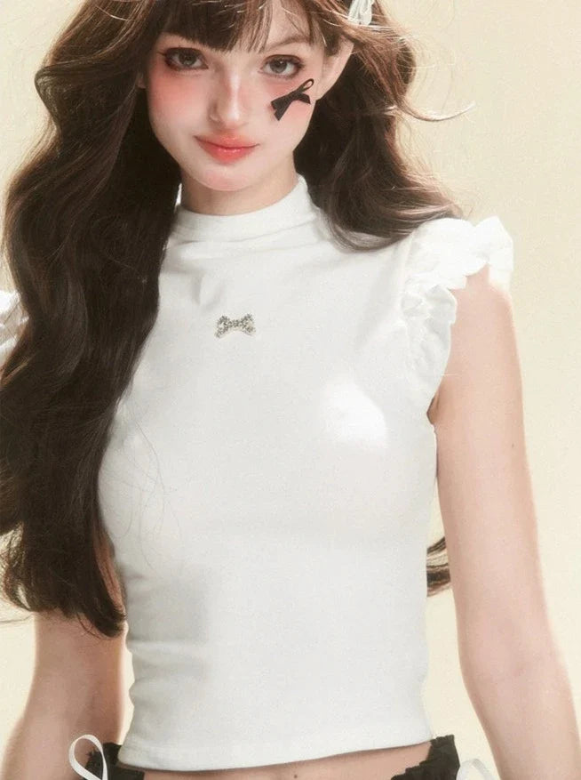 Flared Ribbon Sleeveless Top