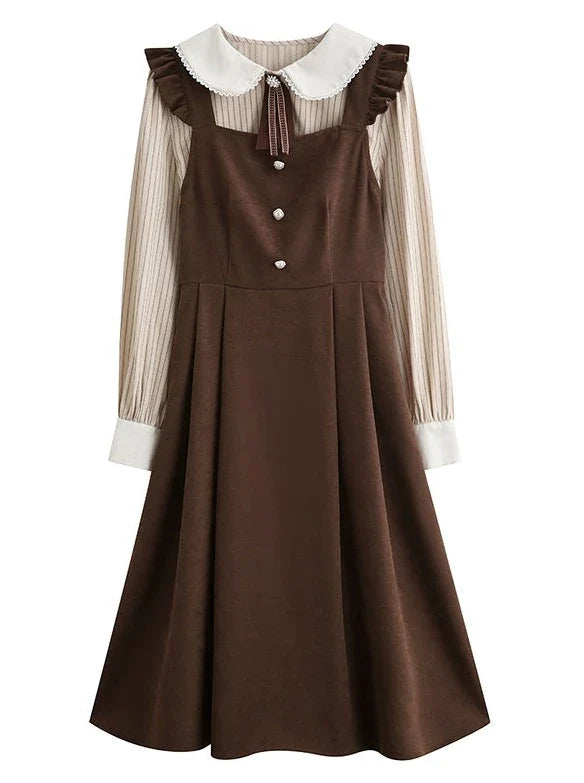 Style College Piece Suspender Shirt Two Dress American