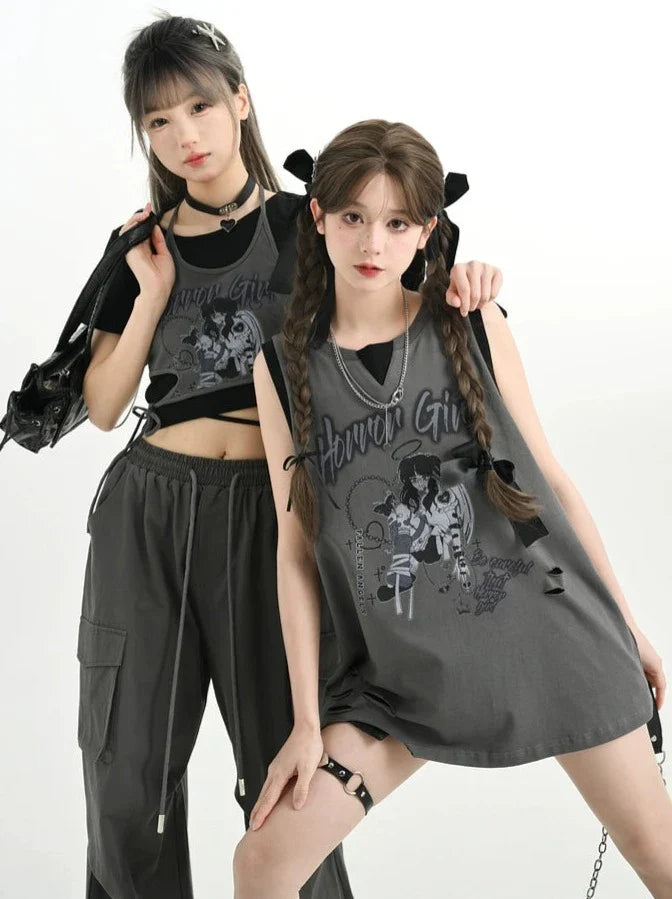 Hauts courts pour filles + Hauts jumeaux + Camisole longue