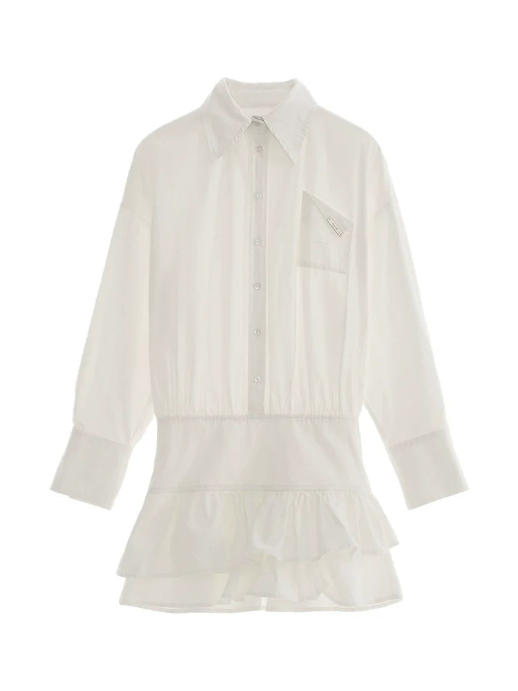 Dress Ruffle Shirt Lapel Slim