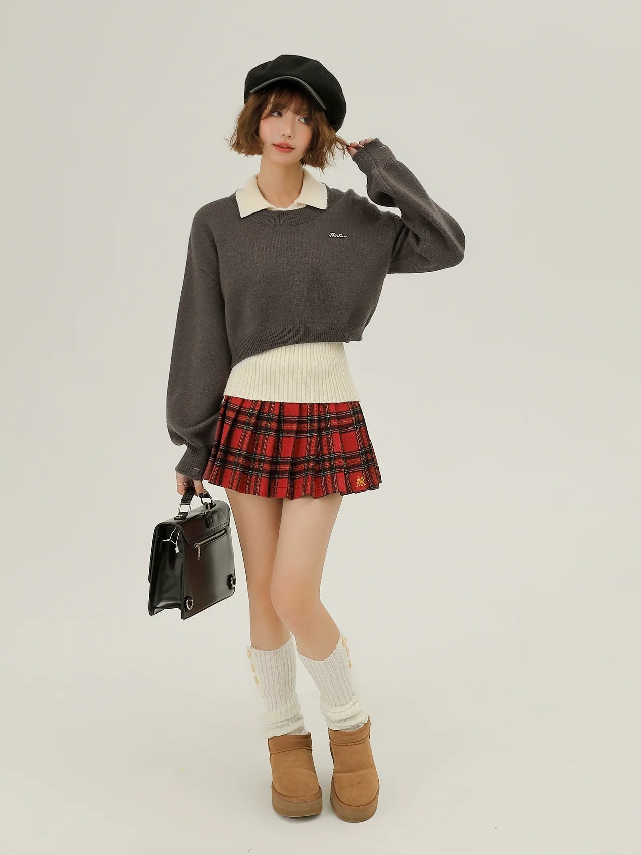 Ensemble de deux pièces en tricot superposé
