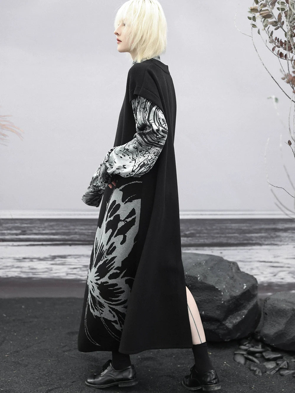 Robe gilet foncée papillon