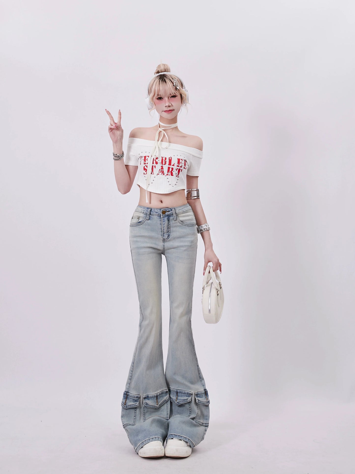 Off-Shoulder Logo American Top Short