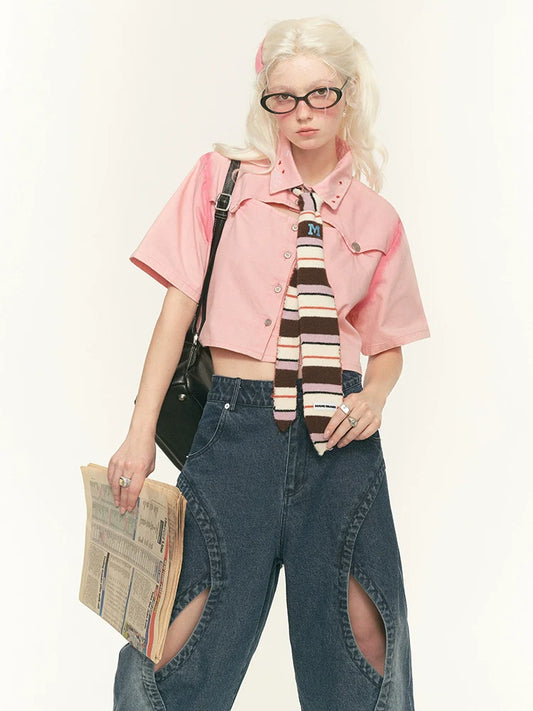 Waschen Sie amerikanisches Hemd Retro Denim