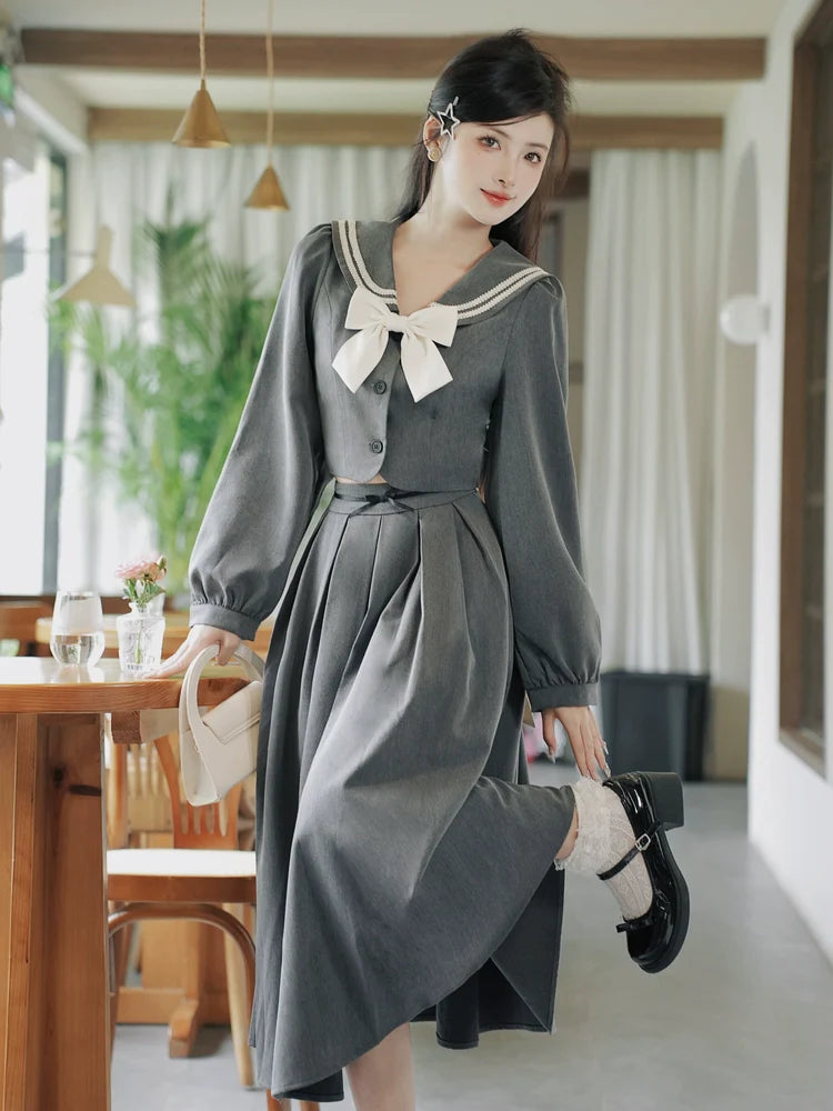 College Skirt Top Retro + Flared Ribbon