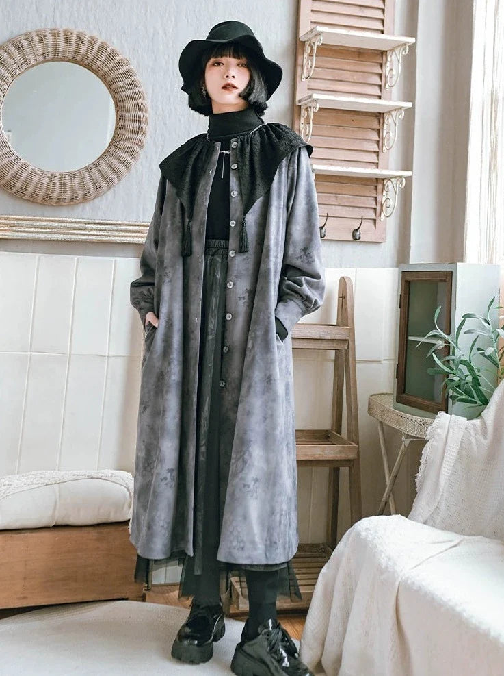 Veste Chine Rétro Chemise Daim Longue Volante